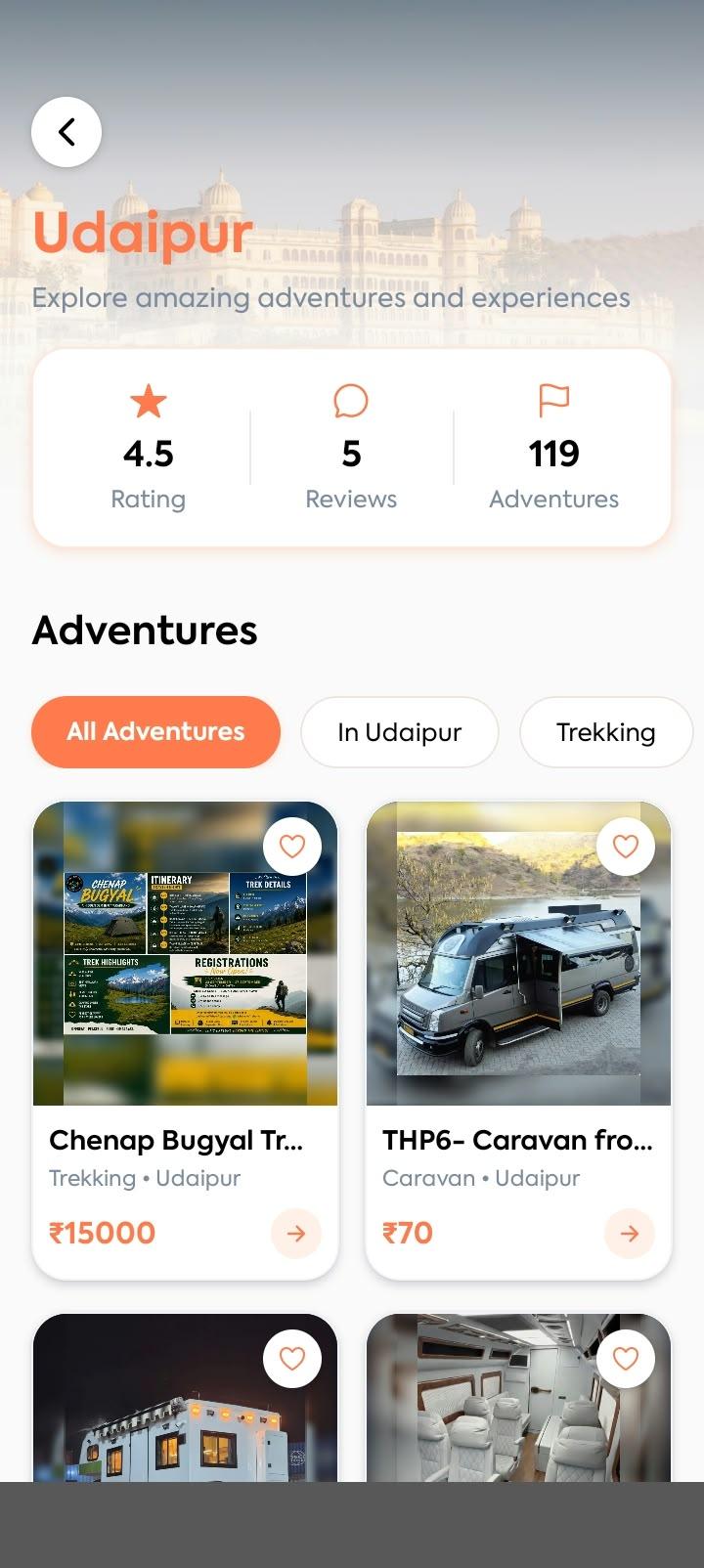 Book My Adventure app — city adventures